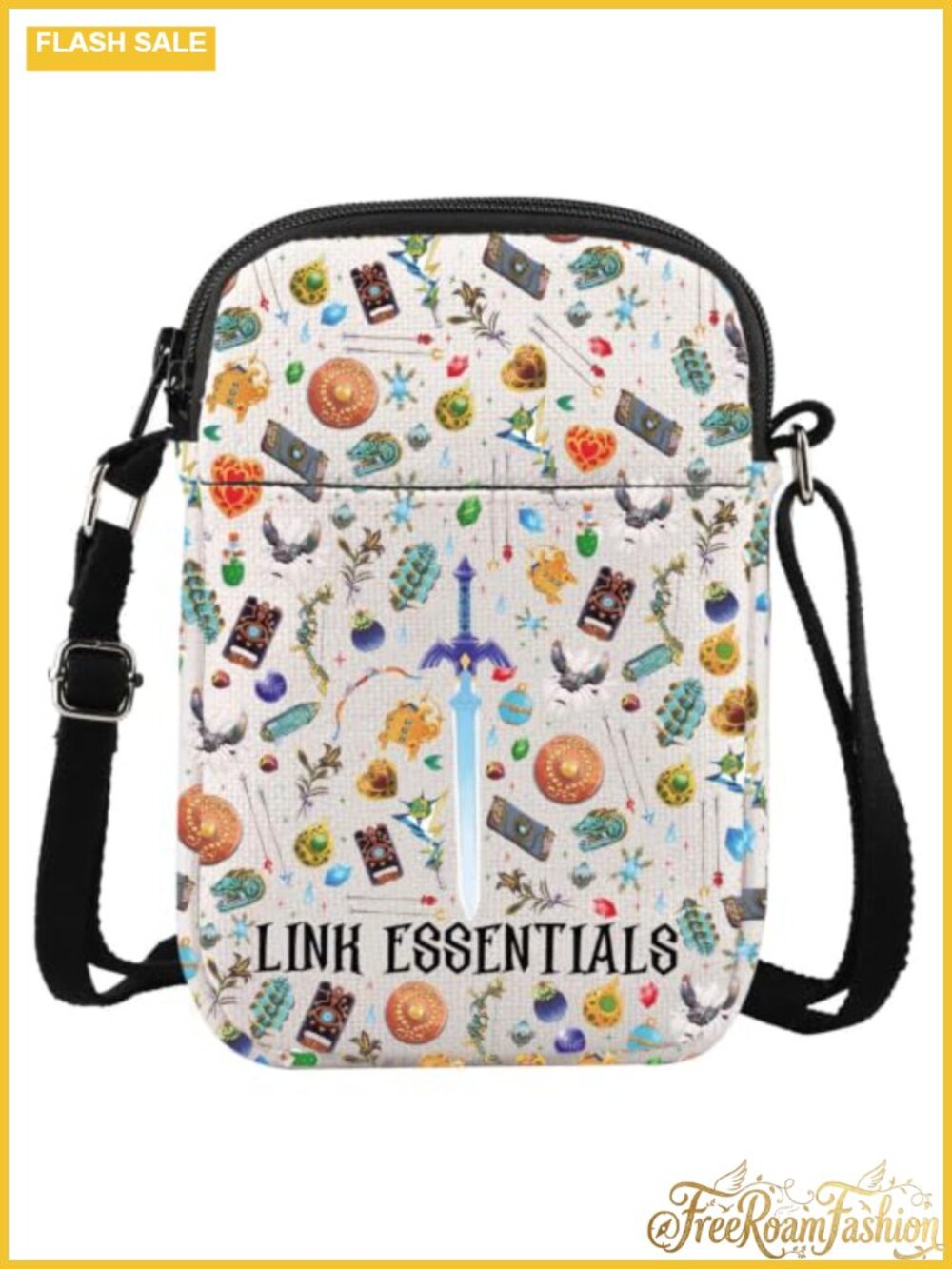 Canvas Crossbody Bag Cartoon Game Print Shoulder Bag for Women